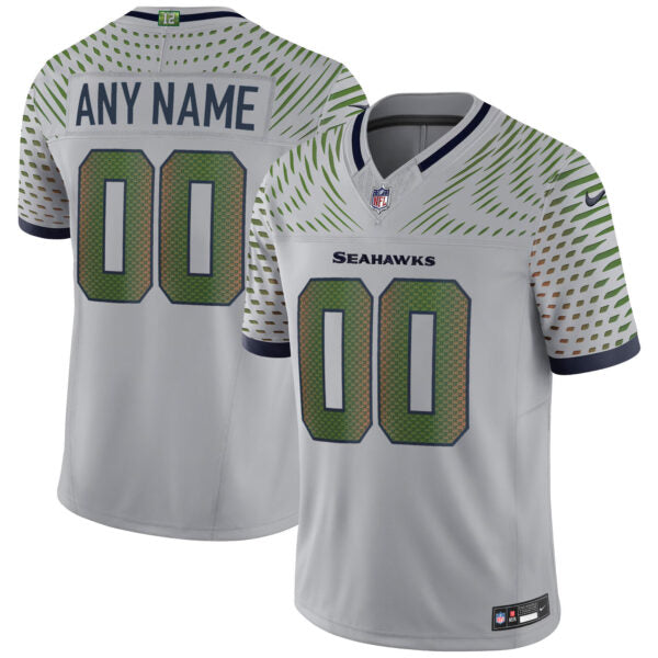 Custom Seattle Seahawks 2025 Rivalries Collection Jersey - Wolf Grey football jersey product view 1