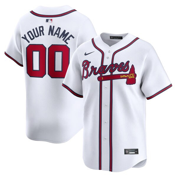 Custom Atlanta Braves Home Jersey - White baseball jersey product view 1
