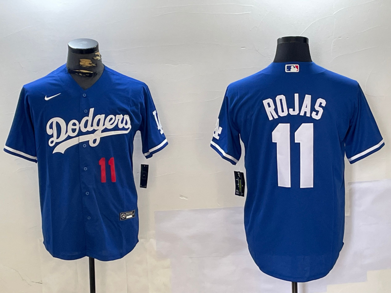 Men's Los Angeles Dodgers Miguel Rojas #11 Blue Replica Player Jersey1 baseball jersey product view 1