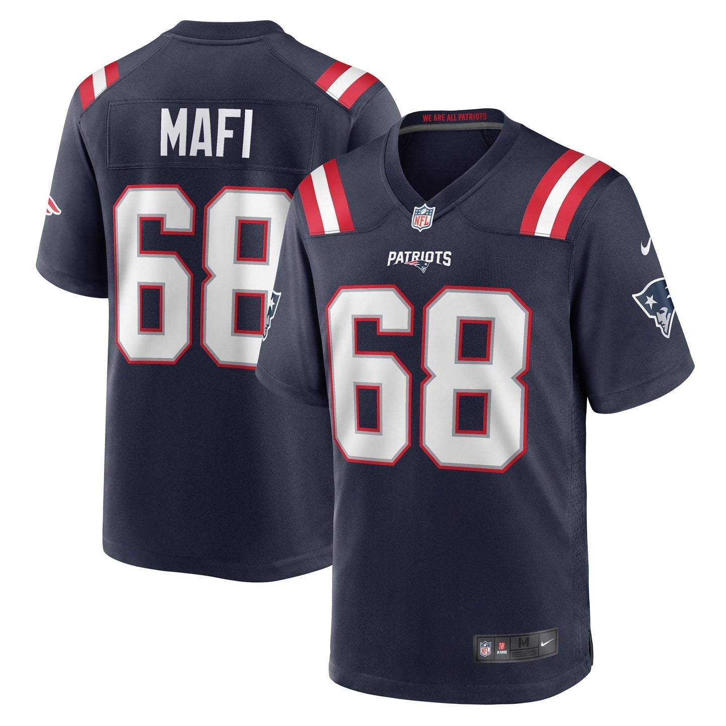 Atonio Mafi New England Patriots Nike Team Game Jersey - Navy football jersey product view 1