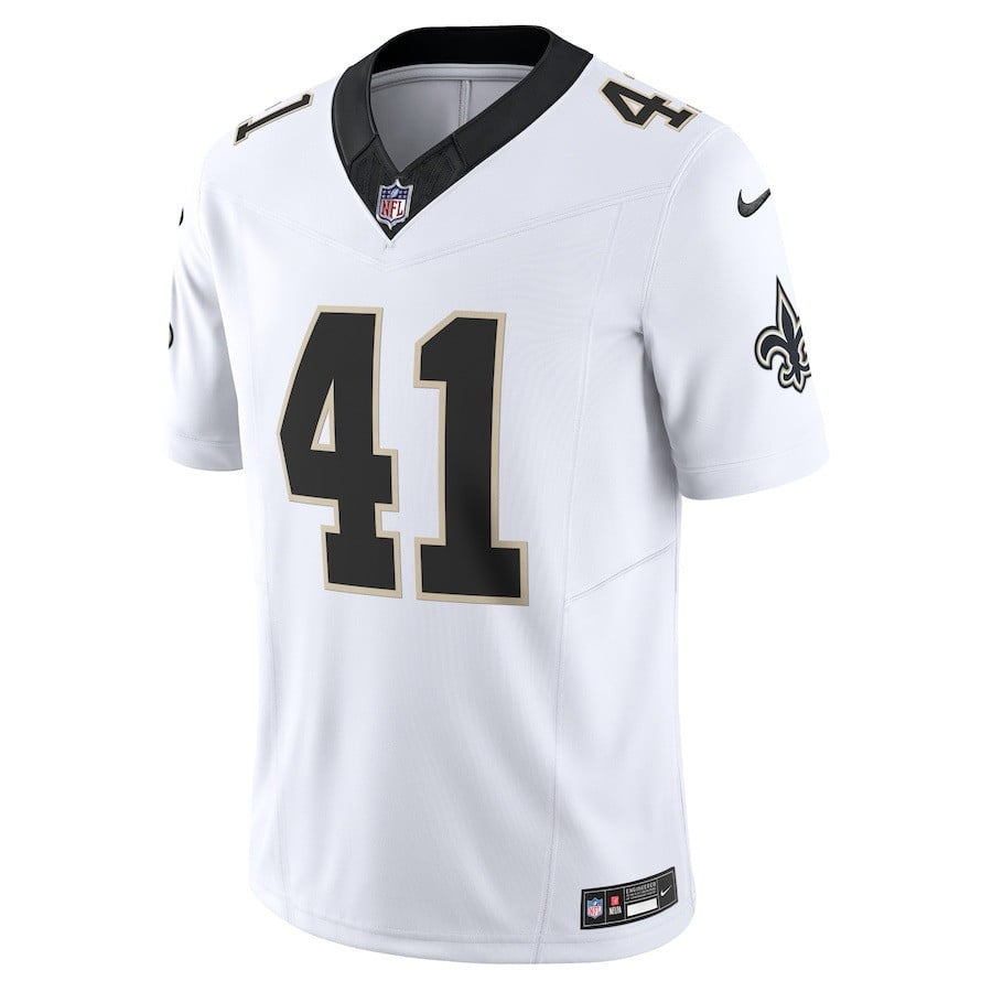 Alvin Kamara 41 New Orleans Saints Vapor F.U.S.E. Limited Jersey - White football jersey product view 2
