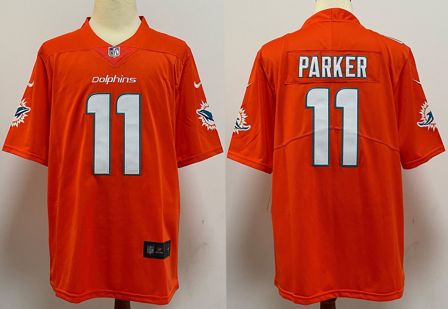 Men's Miami Dolphins DeVante Parker #11 Orange Aqua Game Jersey1 football jersey product view 1
