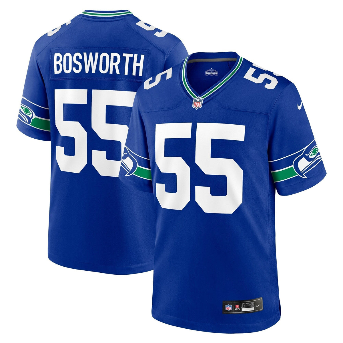 Brian Bosworth Seattle Seahawks Nike Throwback Retired Game Jersey - Royal football jersey product view 1
