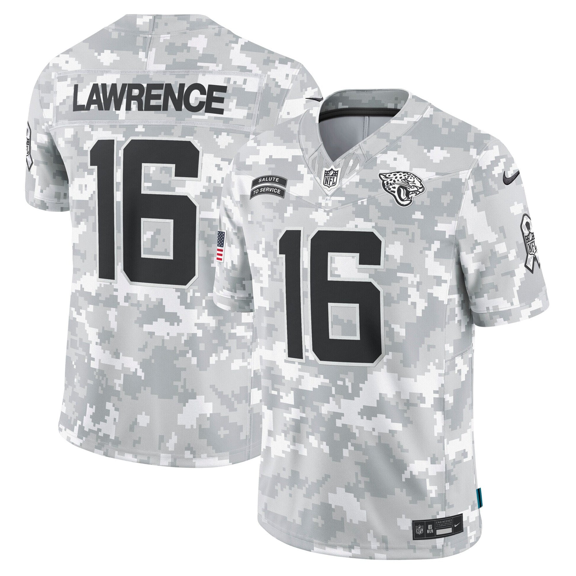 Trevor Lawrence Jacksonville Jaguars Nike 2024 Salute to Service Limited Jersey - Arctic Camo football jersey product view 1