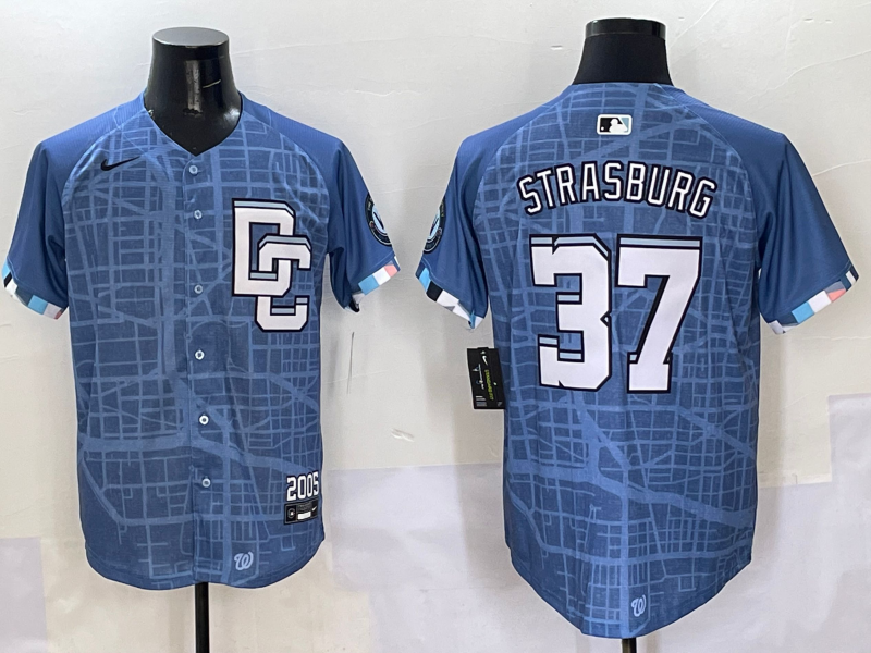 Men's Washington Nationals Stephen Strasburg #37 Blue 2025 City Connect Limited Player Jersey1 baseball jersey product view 1