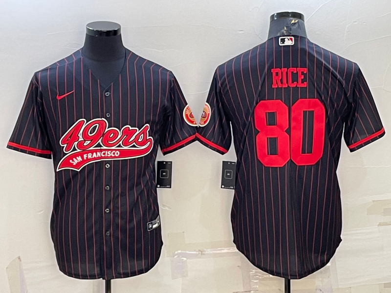 Men's San Francisco 49ers Jerry Rice #80 Black Player Game Jersey1 Joint Edition football jersey product view 1