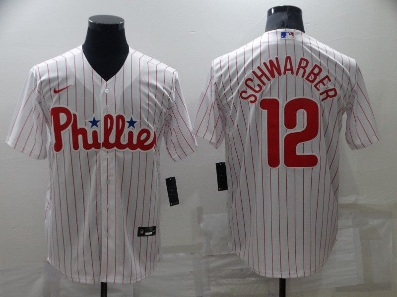 Men's Philadelphia Phillies Kyle Schwarber #12 White Replica Baseball Jersey1 baseball jersey product view 1