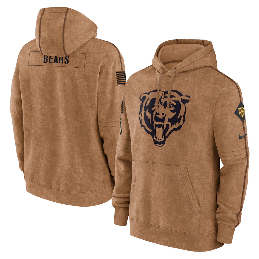 Men's Chicago Bears Brown 2023 Salute To Service Club Pullover Hoodie1 football jersey product view 1