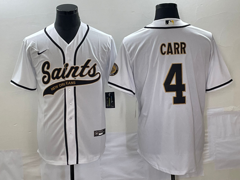 Men's New Orleans Saints Derek Carr #4 White Game Jersey1 Joint Edition football jersey product view 1