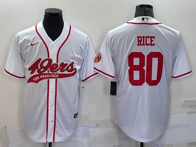 Men's San Francisco 49ers Jerry Rice #80 White Game Jersey1 Joint Edition football jersey product view 1