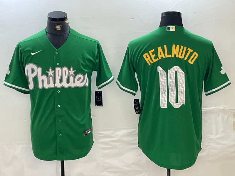 Men's Philadelphia Phillies J.T. Realmuto #10 Green Replica Player Jersey1 baseball jersey product view 1