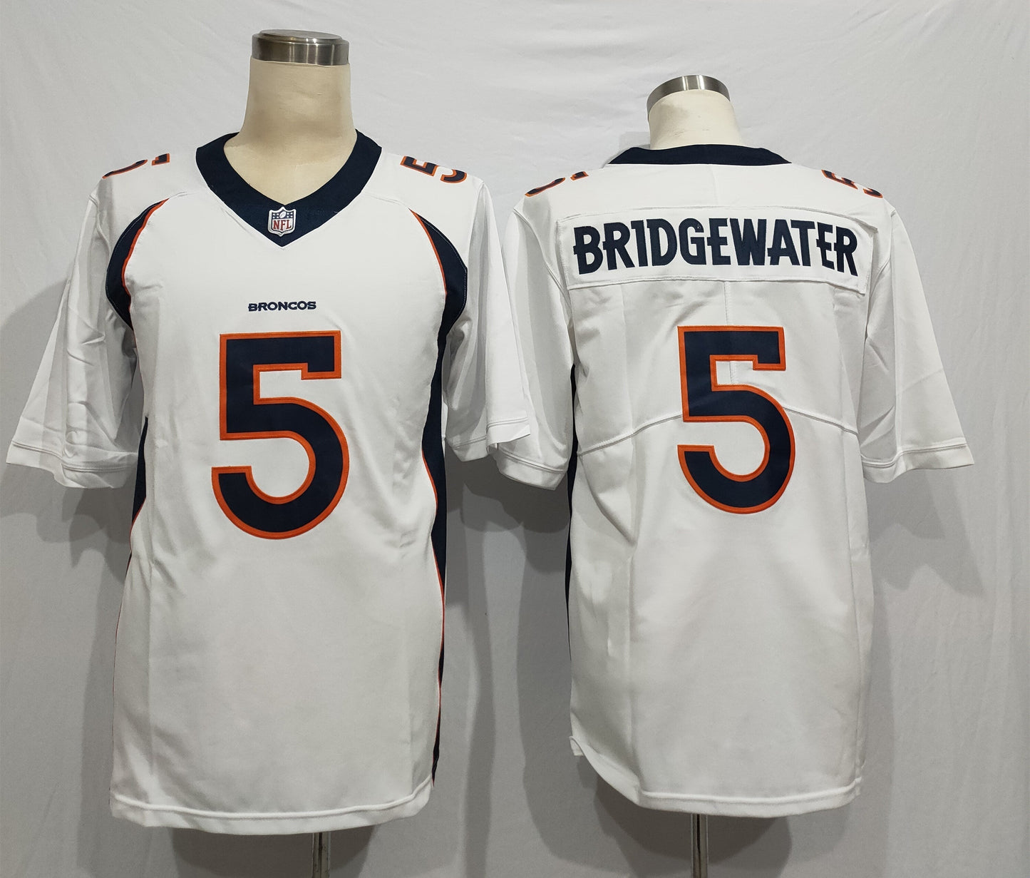 Men's Denver Broncos Teddy Bridgewater #5 White Game Jersey1 football jersey product view 1