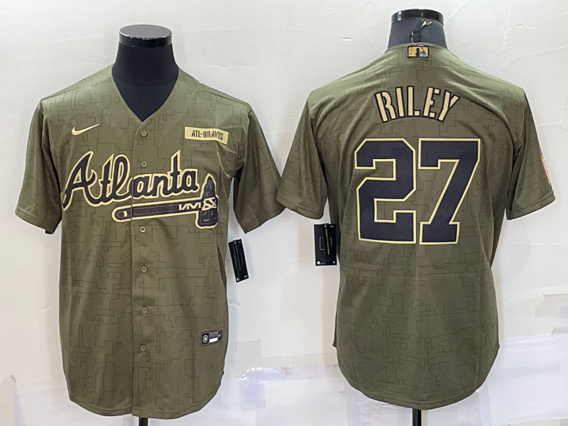 Men's Atlanta Braves Austin Riley #27 Brown Replica Player Jersey1 baseball jersey product view 1