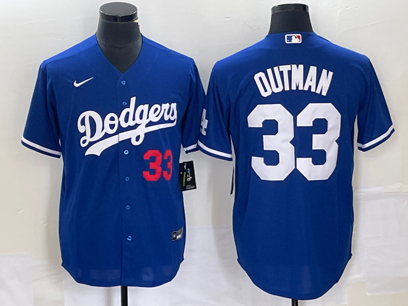 Men's Los Angeles Dodgers James Outman #33 Royal Replica Player Jersey1 baseball jersey product view 1