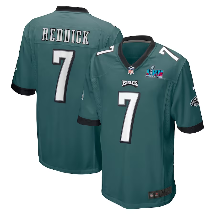 Men's Philadelphia Eagles Haason Reddick #7 Midnight Green Super Bowl LVII Patch Game Jersey1 football jersey product view 1