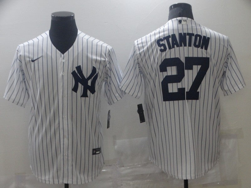 Men's New York Yankees Giancarlo Stanton #27 White Replica Baseball Jersey1 baseball jersey product view 1
