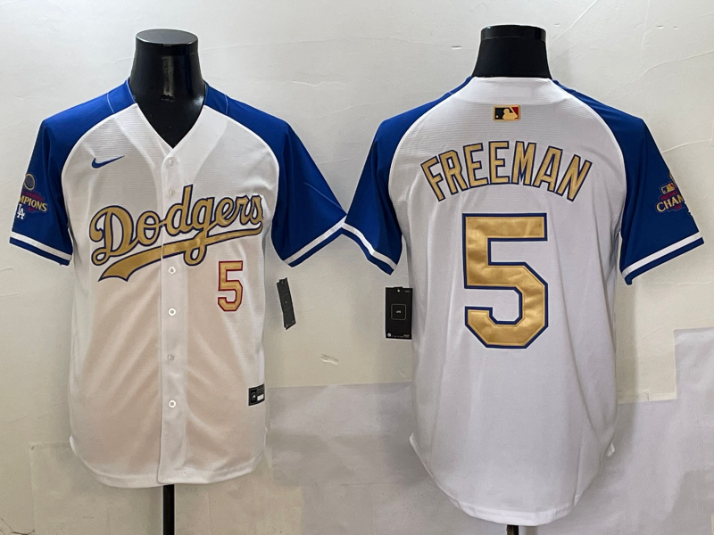 Men's Los Angeles Dodgers Freddie Freeman #5 White 2025 Gold Collection Player Jersey baseball jersey product view 1
