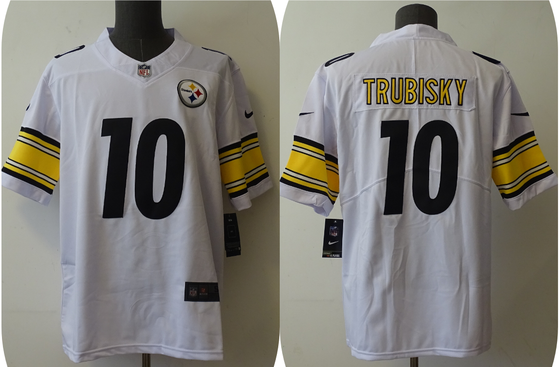 Men's Pittsburgh Steelers Mitchell Trubisky #10 White Game Jersey1 football jersey product view 1