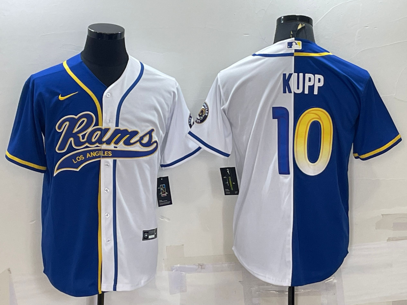 Men's Los Angeles Rams Cooper Kupp #10 Blue/White Game Jersey1 Joint Edition football jersey product view 1