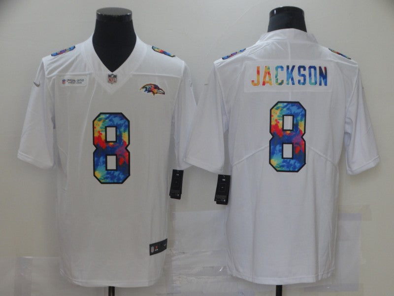 Men's Baltimore Ravens Lamar Jackson #8 White Game Player Jersey1 football jersey product view 1