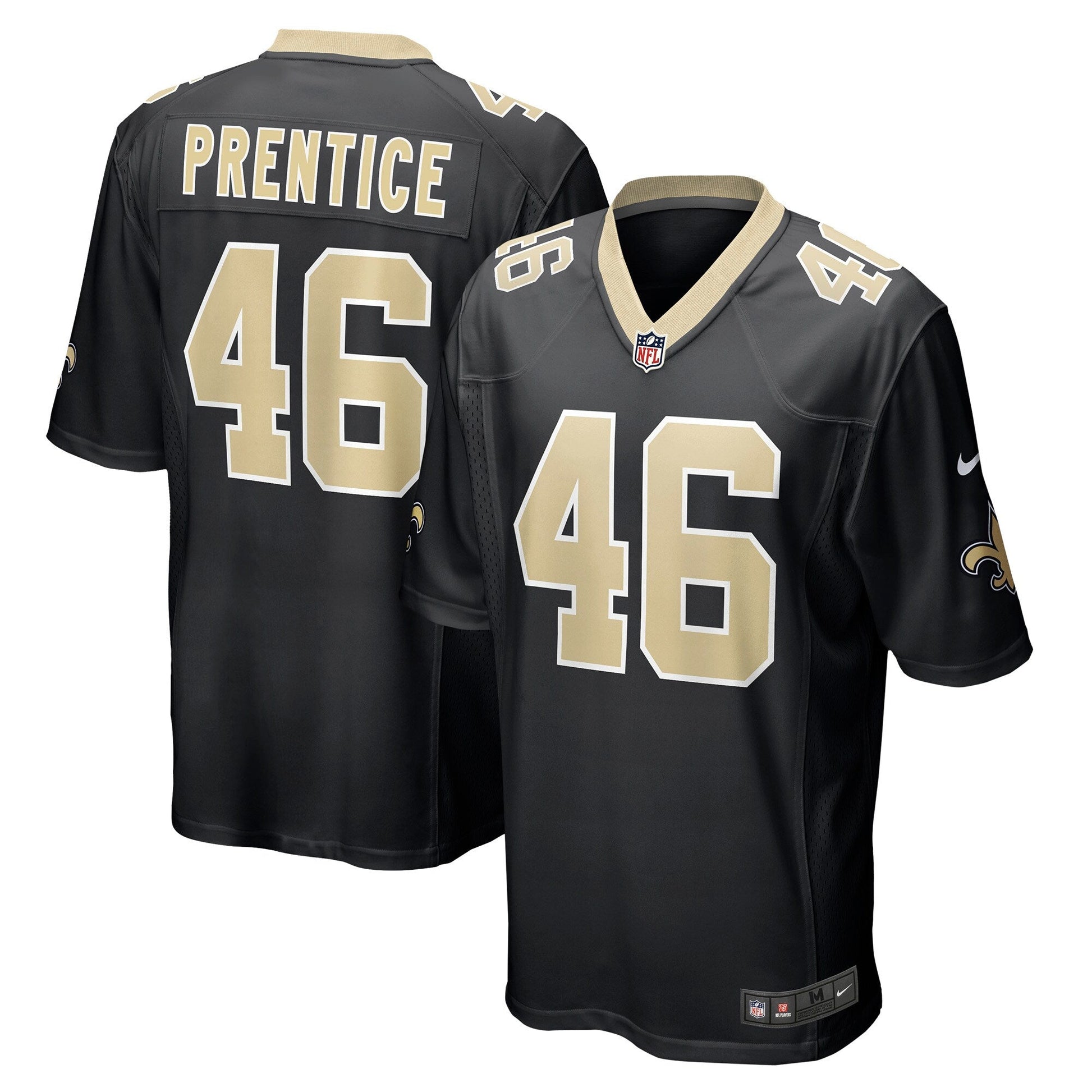 Adam Prentice New Orleans Saints Nike Game Jersey - Black football jersey product view 1