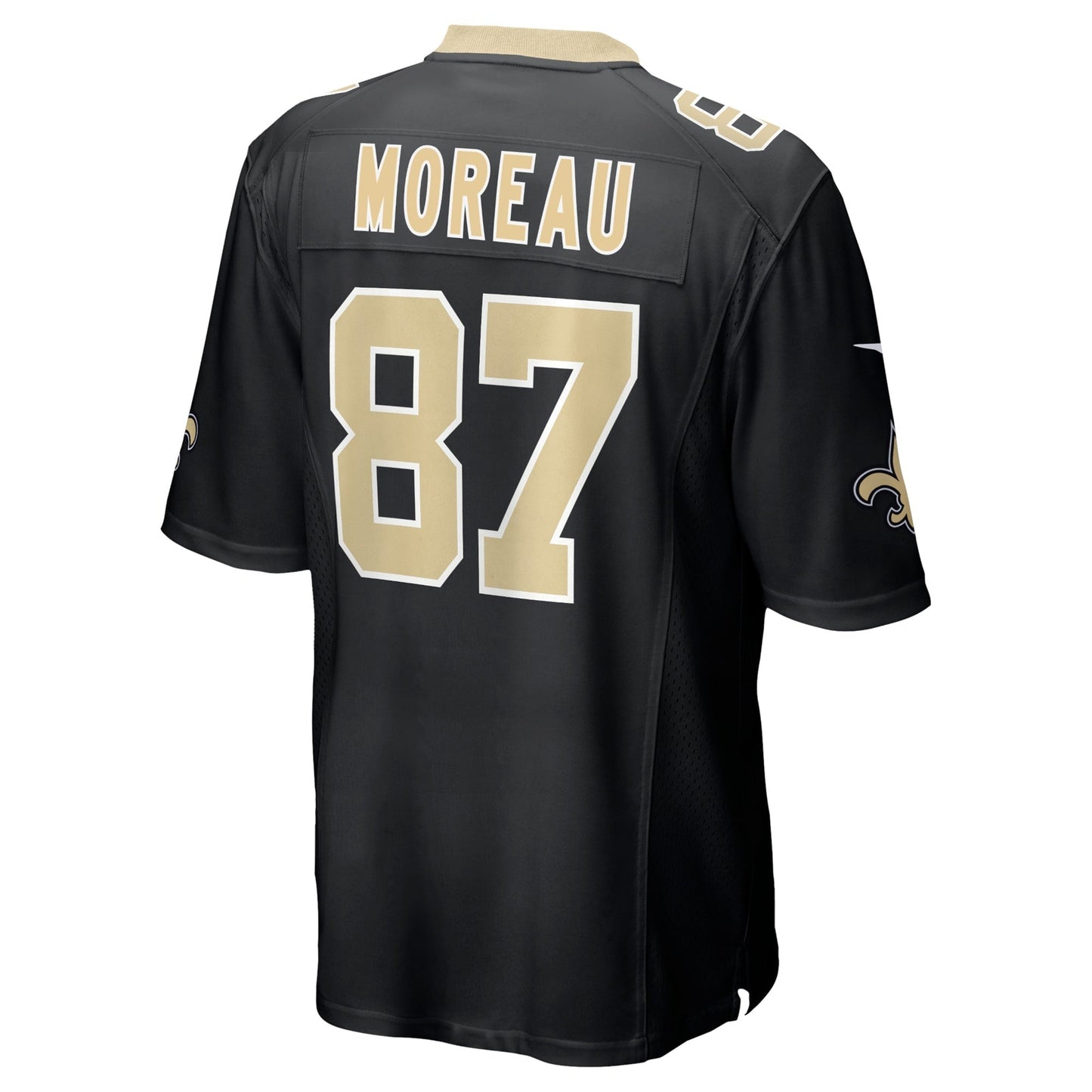 Foster Moreau New Orleans Saints Nike Game Jersey - Black football jersey product view 3