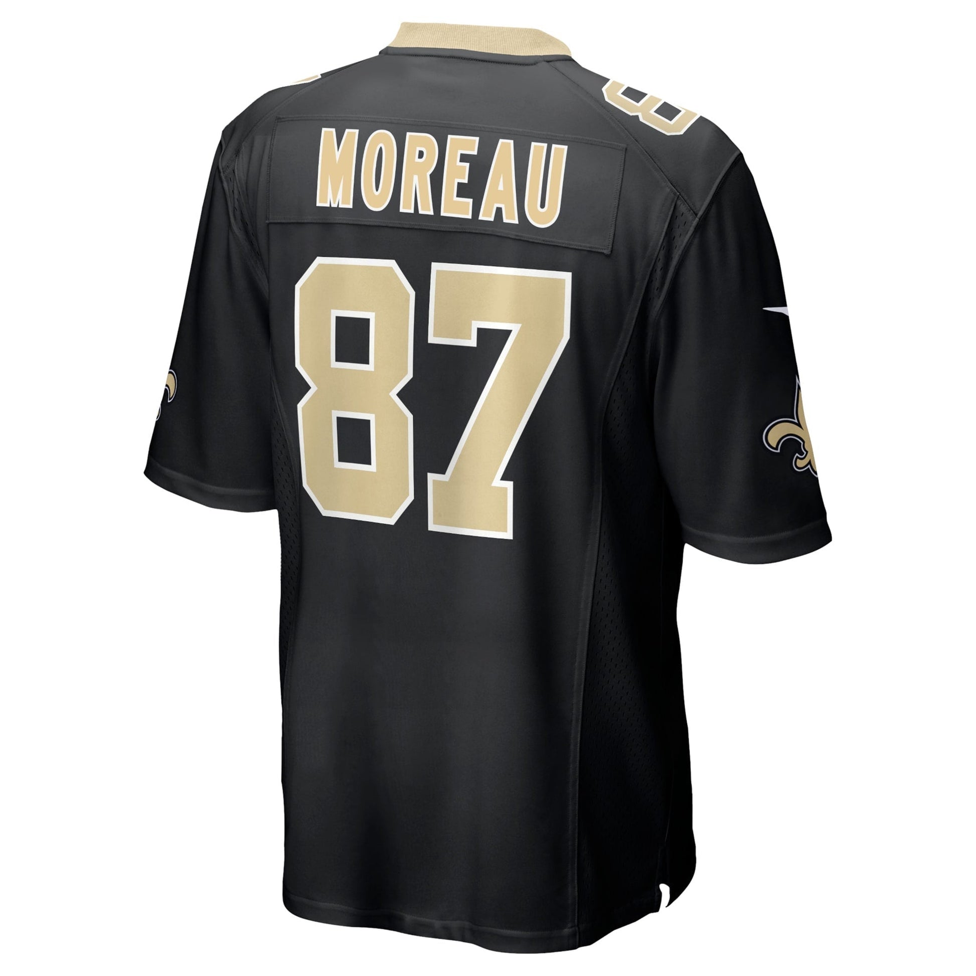 Foster Moreau New Orleans Saints Nike Game Jersey - Black football jersey product view 3