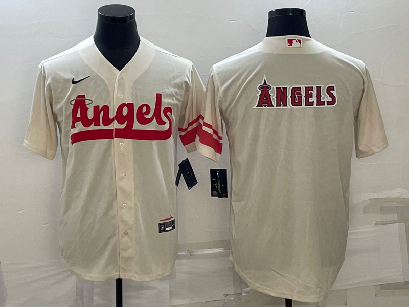 Men's Los Angeles Angels Cream 2022 City Connect Replica Player Jersey1 baseball jersey product view 1