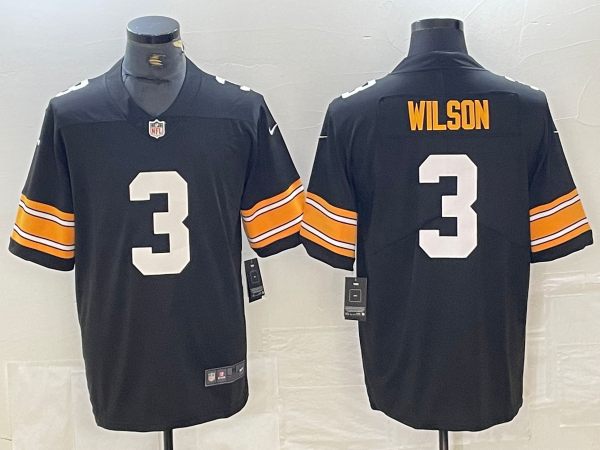 Men's Pittsburgh Steelers Russell Wilson #3 Black Player Jersey1 football jersey product view 1
