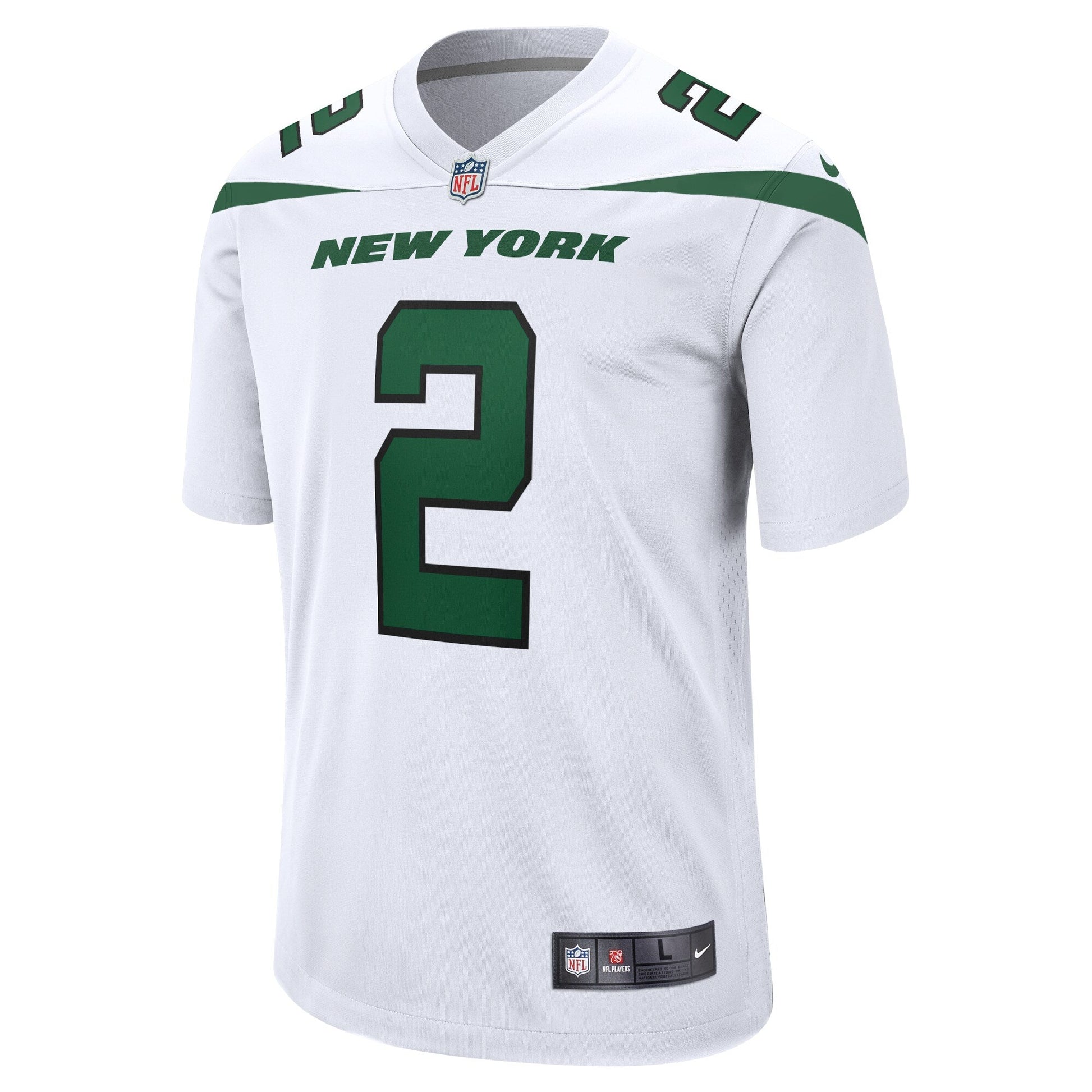 Zach Wilson New York Jets Nike White Game Jersey - White football jersey product view 2