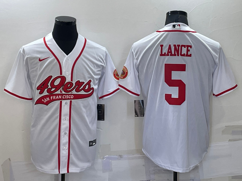 Men's San Francisco 49ers Trey Lance #5 White Game Jersey1 Joint Edition football jersey product view 1