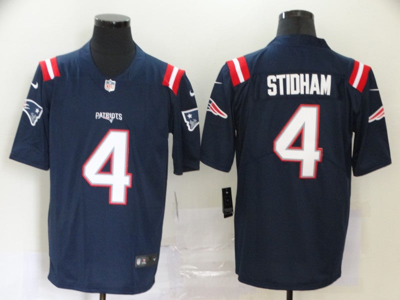 Men's New England Patriots Jarrett Stidham #4 Navy Game Jersey1 football jersey product view 1