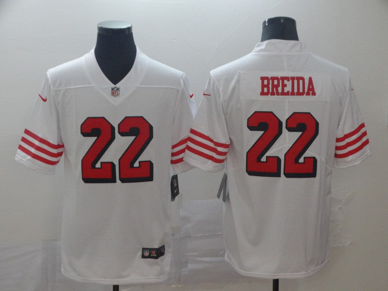 Men's San Francisco 49ers Matt Breida #22 White Game Player Jersey1 football jersey product view 1