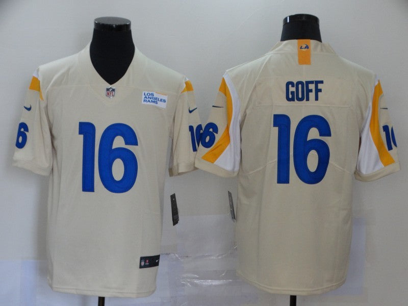 Men's Los Angeles Rams Jared Goff #16 Beige Vapor Limited Jersey1 football jersey product view 1