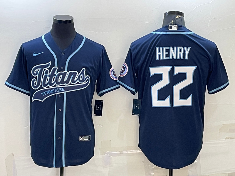 Men's Tennessee Titans Derrick Henry #22 Navy Game Jersey1 football jersey product view 1