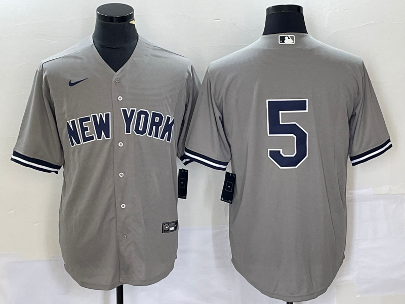 Men's New York Yankees Joe DiMaggio #5 Gray Replica Player Name Jersey1 baseball jersey product view 1