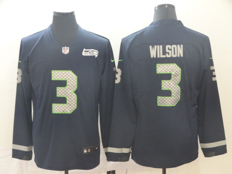 Men's Seattle Seahawks Russell Wilson #3 Navy Game Player Jersey football jersey product view 1