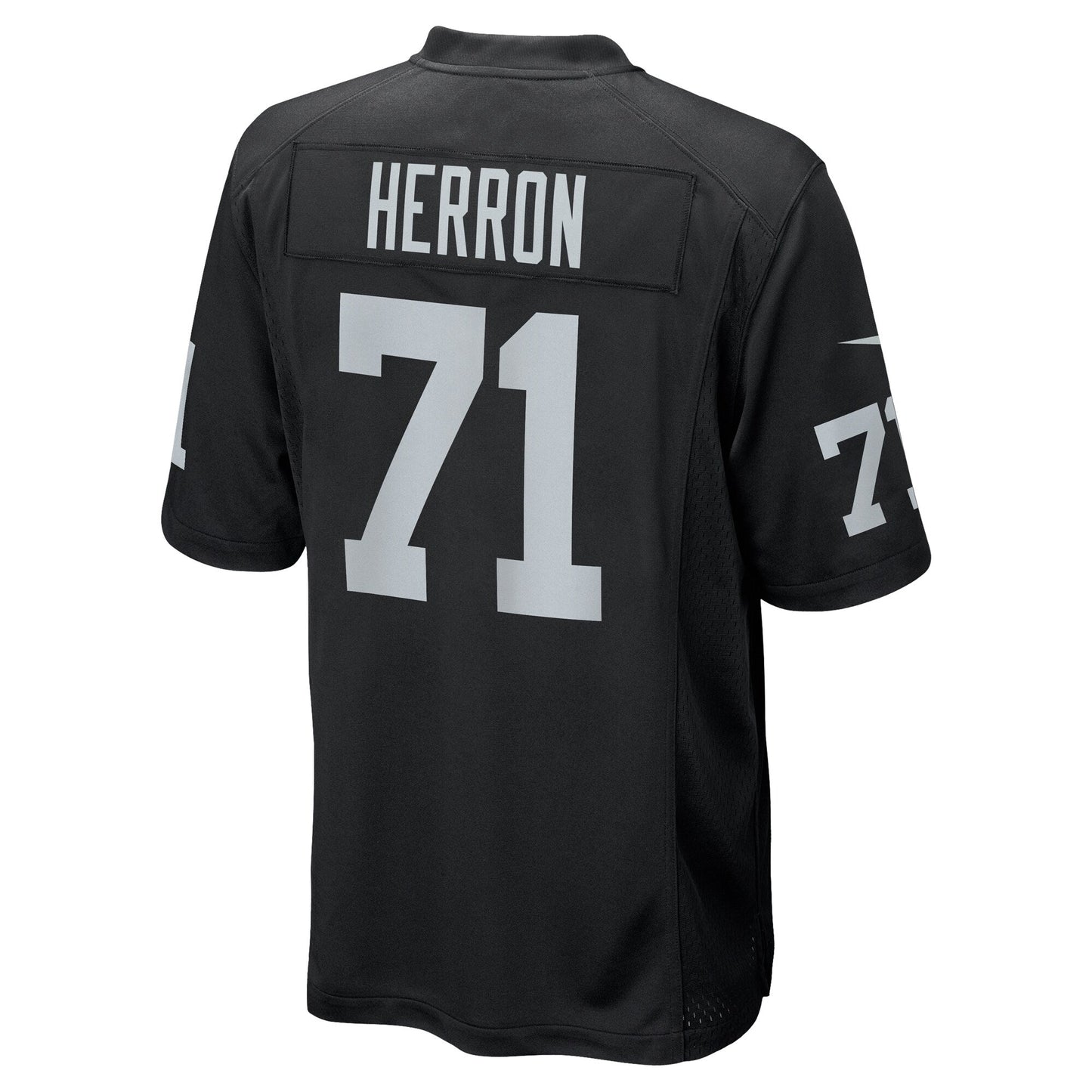 Justin Herron Las Vegas Raiders Nike Team Game Jersey - Black football jersey product view 3