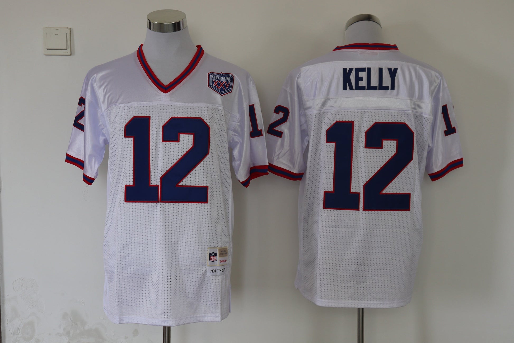 Men's Buffalo Bills Jim Kelly White Legacy Replica Player Jersey1 football jersey product view 1