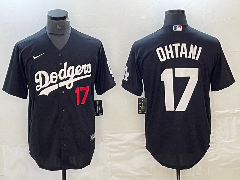 Men's Los Angeles Dodgers Shohei Ohtani #17 Black Replica Game Jersey1 baseball jersey product view 1