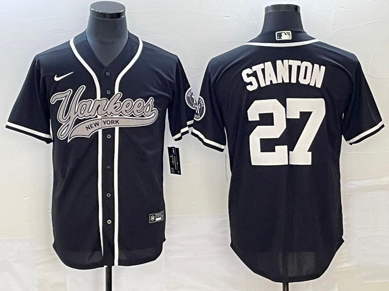 Men's New York Yankees Giancarlo Stanton #27 Black Player Jersey1 Joint Edition baseball jersey product view 1