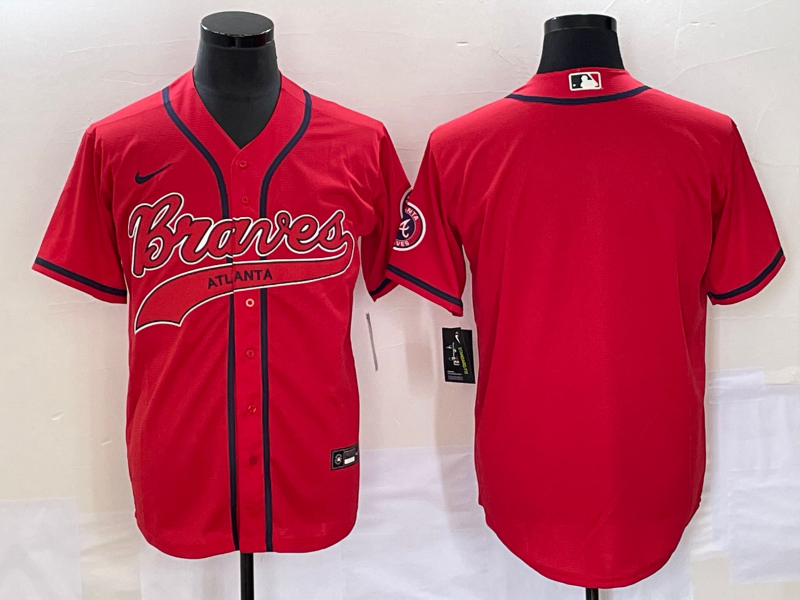 Men's Atlanta Braves Red Replica Blank Jersey1 Joint Edition baseball jersey product view 1
