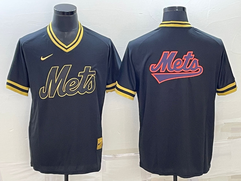 Men's New York Mets Black Replica Team Jersey baseball jersey product view 1
