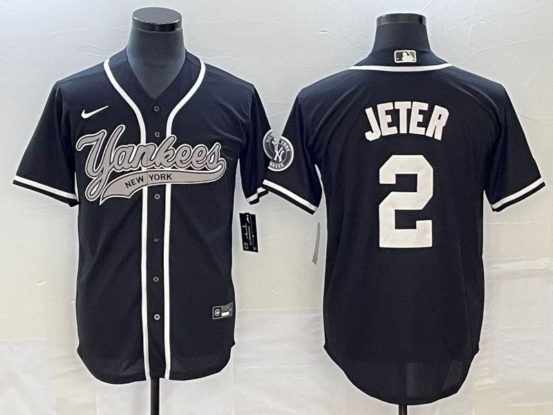 Men's New York Yankees Derek Jeter #2 Black Player Jersey1 Joint Edition baseball jersey product view 1