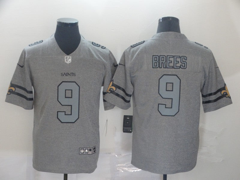 Men's New Orleans Saints Drew Brees #9 Gray Game Jersey1 football jersey product view 1