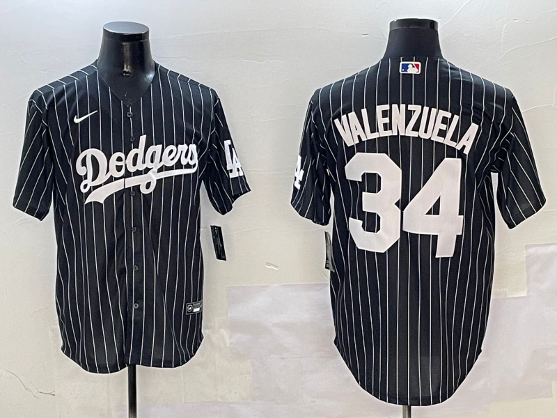Men's Los Angeles Dodgers Fernando Valenzuela #34 Black Alternate Limited Player Jersey1 baseball jersey product view 1