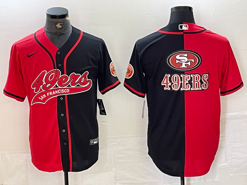 Men's San Francisco 49ers Red/Black Game Jersey1 Joint Edition football jersey product view 1