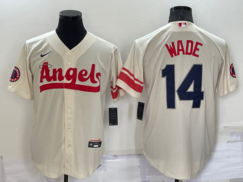 Men's Los Angeles Angels Tyler Wade #14 Cream City Connect Replica Player Jersey1 baseball jersey product view 1