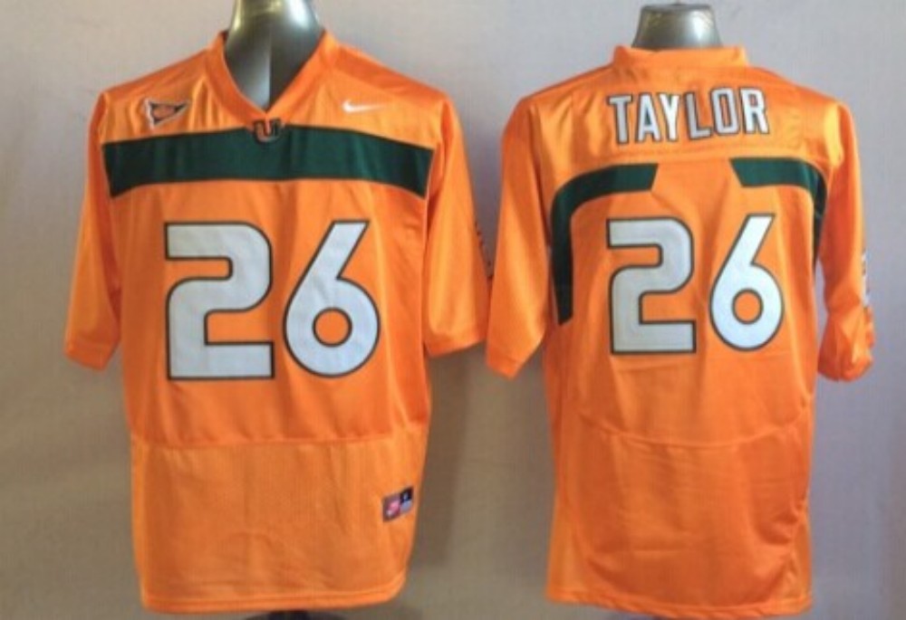 Men's Miami Hurricanes Sean Taylor #26 Orange Team Football Jersey football jersey product view 1