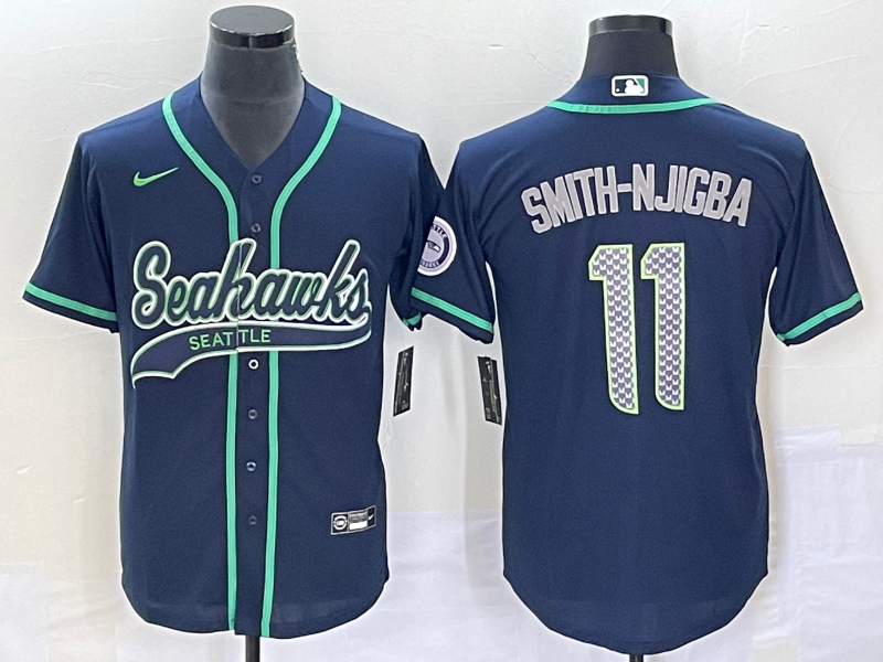 Men's Seattle Seahawks Jaxon Smith-Njigba #11 Navy Game Jersey Joint Edition football jersey product view 1